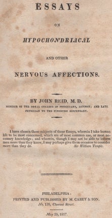 Essays on Hypochondriacal and Other Nervous Affections