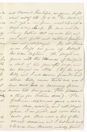 An 1869 Letter from a Tufts College Student featuring a Six Page detailed account of the College's Baseball Games