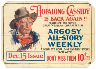 Item #437460 [Linen Broadside]: Hopalong Cassidy is Back Again!! Clarence Mulford’s Great...