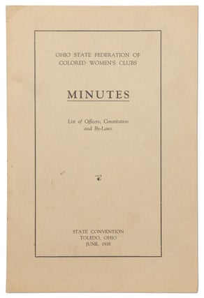 Item #437559 Ohio State Federation of Colored Women's Clubs: Minutes, List of Officers,...