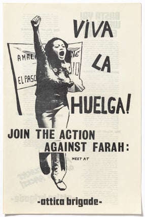 Item #438264 [Double-sided Broadside]: Viva la Huelga! Join the Action Against Farah: Meet at...