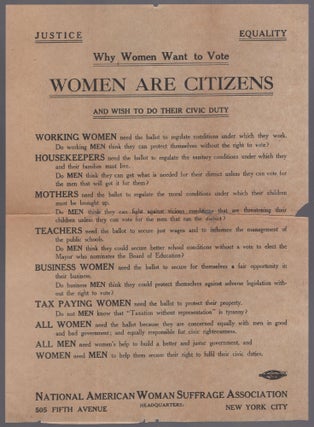 Item #438439 [Broadside]: "Why Women Want to Vote"