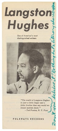 Item #439057 [Promotional Brochure]: Langston Hughes: One of America's Most Distinguished...