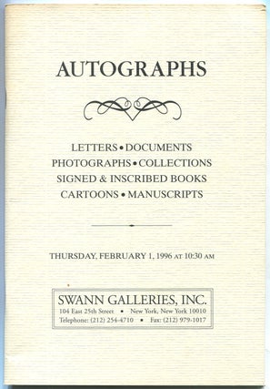 Item #439120 Autographs: Letters, Documents, Photographs, Collections, Signed & Inscribed Books,...
