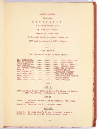 [Original typescript]: Diversion. A Play in Three Acts. Opening Performance Forty-Ninth Street Theatre. New York. January 11, 1928