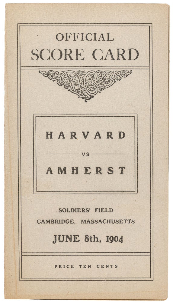 Item #440395 Official Score Card. Harvard vs. Amherst. Soldiers' Field. Cambridge, Massachusetts. June 8th, 1904. William Clarence MATTHEWS.