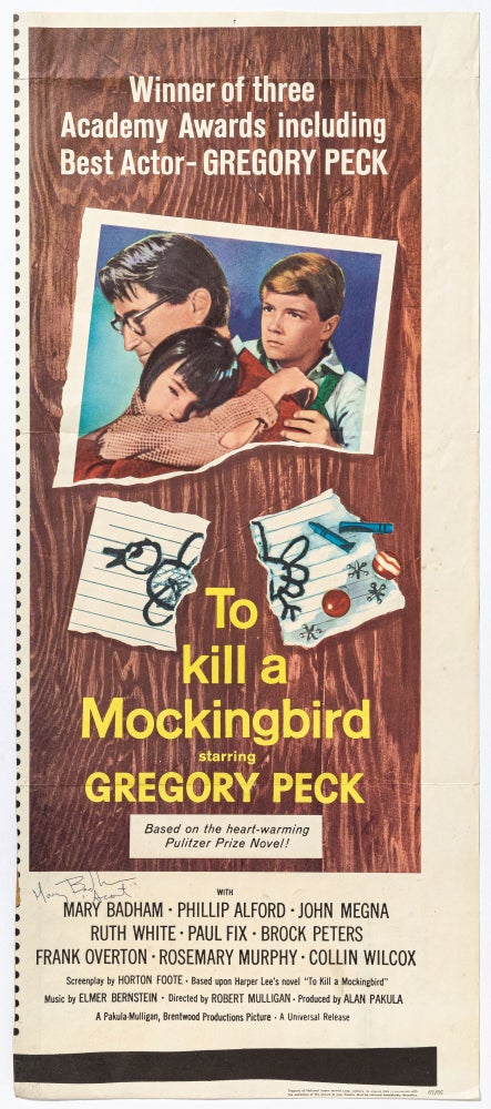 Item #440890 [Film insert poster]: To Kill A Mockingbird starring Gregory Peck. Harper LEE.