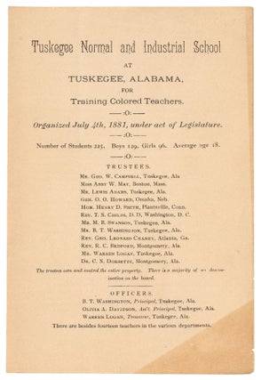 Item #441005 [Pamphlet]: Tuskegee Normal and Industrial School at Tuskegee, Alabama, for Training...