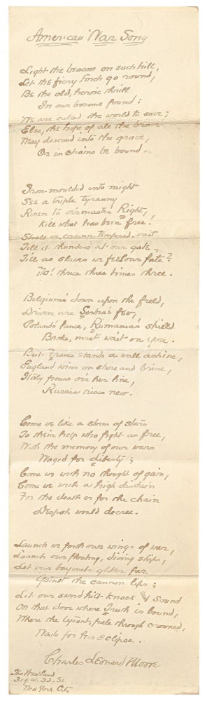 Item #441669 [Manuscript]: American War Song. Charles Leonard MOORE.