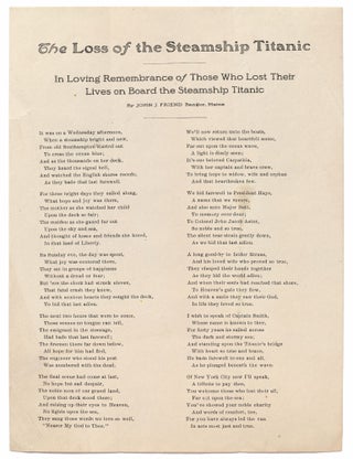 Item #442048 [Broadside]: The Loss of the Steamship Titanic: In Loving Remembrance of Those Who...
