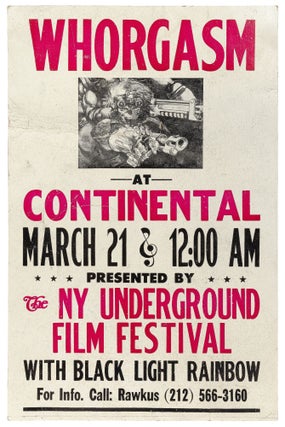 Item #443171 [Film Poster]: Whorgasm at Continental March 21. 12:00 A.M. Presented by The NY...