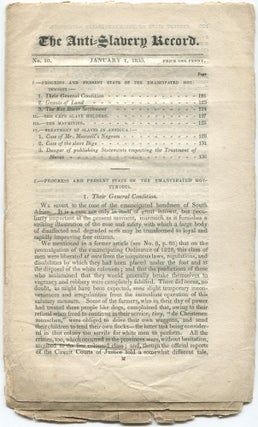 Item #443475 The Anti-Slavery Record. No. 10. January 1, 1833