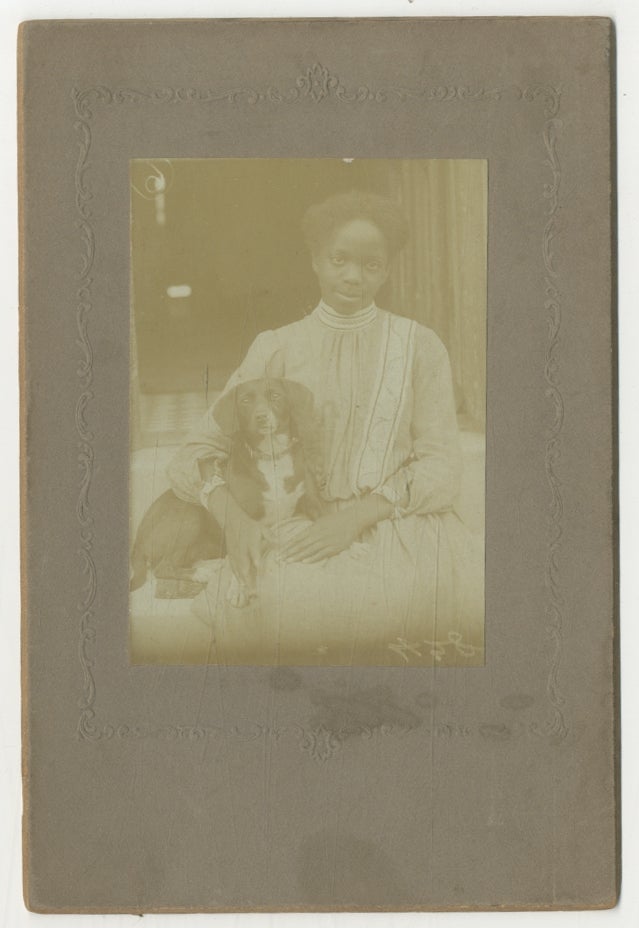 Item #443476 (Cabinet photograph): Young African-American Woman with a Dog (c. 1895)