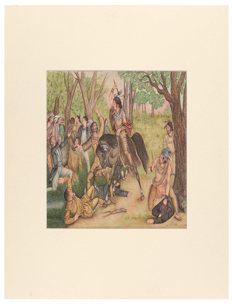 Item #443792 [Original Artwork]: Shawnee Chief Tecumseh Saving the Lives of Prisoners. J. N MALINDY, after John Reuben Chapin.