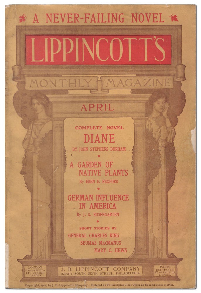 Item #443979 Diane, Priestess of Haiti [complete novel in] Lippincott's Monthly Magazine, April 1902. John Stephens DURHAM.