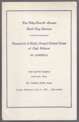 Item #444557 (Program): The Fifty-Fourth Annual Ruth Day Sermon under the auspices of Household...