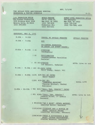 Item #444658 The Apollo 50th Anniversary Special Rehearsal & Taping Schedule
