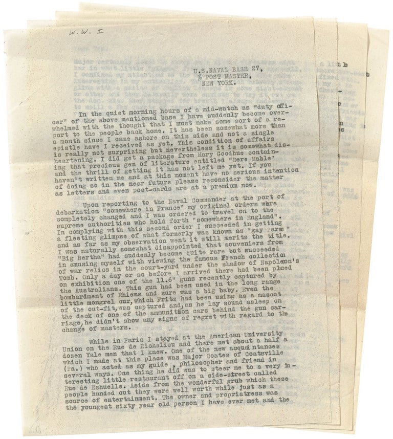 Item #445359 [Archive]: World War I Soldier "Report Home" A. Allen WOODRUFF.