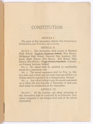 Constitution of The Connecticut Inter-Scholastic Football Association 1893