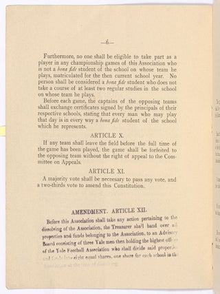 Constitution of The Connecticut Inter-Scholastic Football Association 1893