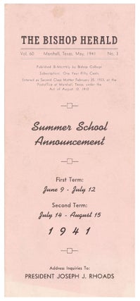 Item #445970 The Bishop Herald. Vol. 60 No. 3 Summer School Announcement