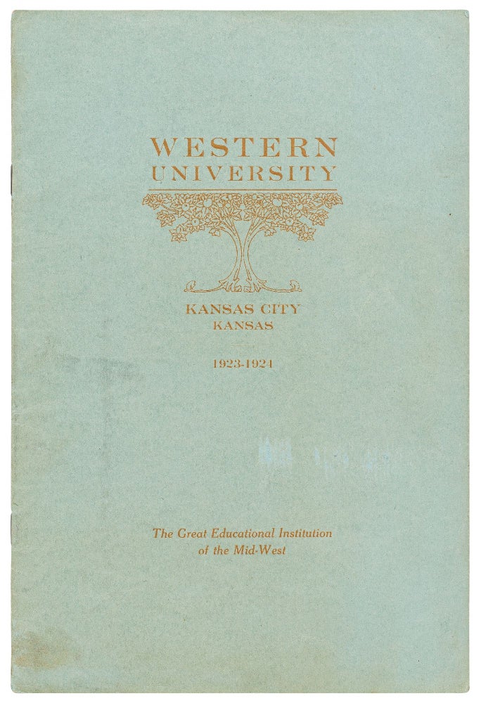Item #445971 Western University. Kansas City, Kansas 1923-1924. The Great Educational Institution of the Mid-West