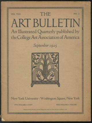 Item #448533 The Art Bulletin. Vol. VIII, No. 1