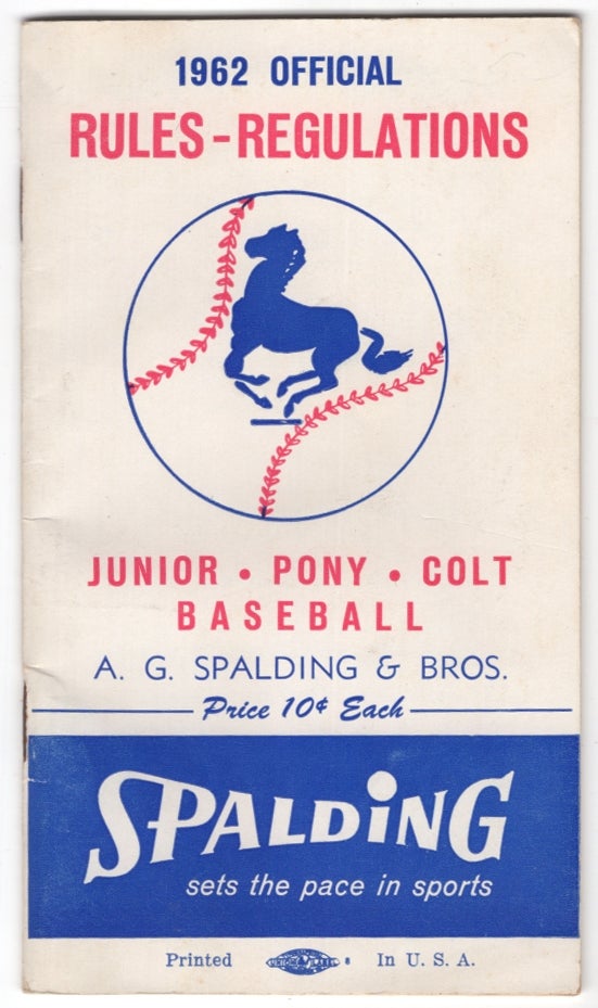Item #448836 1962 Official Rules - Regulations Junior, Pony, Colt Baseball