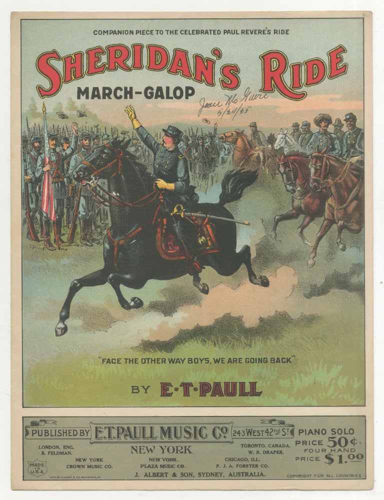 Item #450646 (Sheet music): Sheridan's Ride March-Galop. E. T. PAULL.