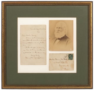 Item #453752 Autograph Letter Signed ("Henry W. Longfellow") to a young man acknowledging...