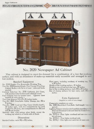 [Trade Catalog]: Catalog No. 15: Modern Printing Office Furniture Printers' and Bookbinders' Materials