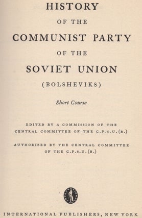 History of the Communist Party of the Soviet Union (Bolsheviks). Short Course
