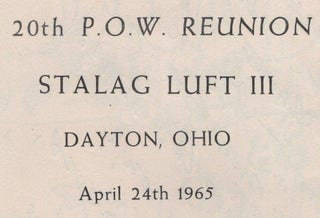 [Cover Title]: Excerpts from a Kriegie Log. 20th P.O.W. Reunion Stalag Luft III. Dayton, Ohio April 24th 1965