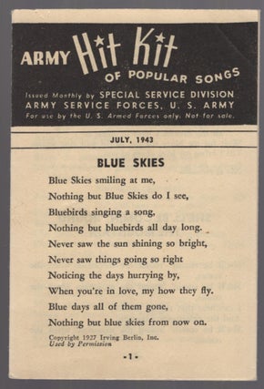Item #455913 Army Hit Kit of Popular Songs. July, 1943