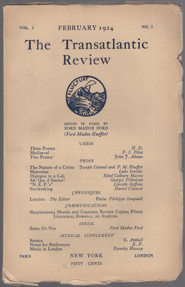 Item #456324 The Transatlantic Review – Vol. 1, No. 2, February 1924. Ford Madox FORD, Lincoln Steffens, Joseph Conrad, John J. Adams, HD.