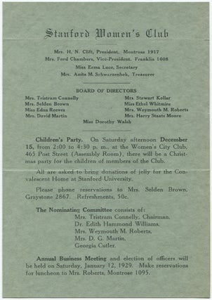 Item #457192 (Handbill invitation): Stanford Women's Club... Children's Party