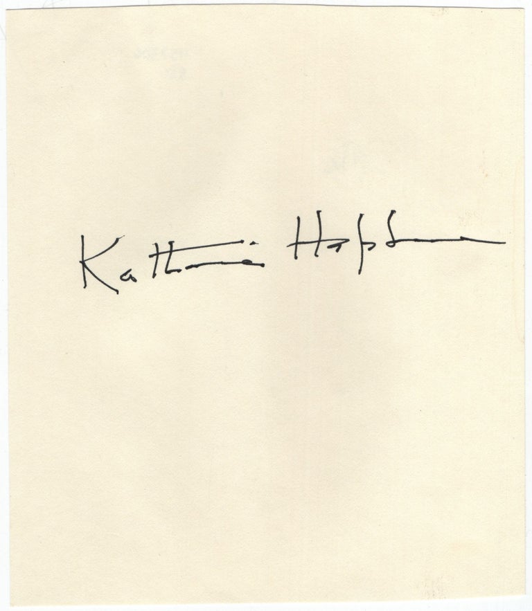 Item #457306 Autograph. Katharine HEPBURN.