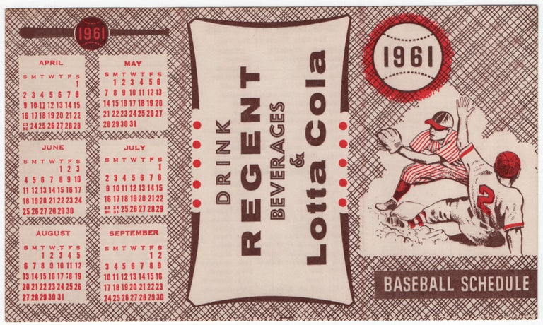 Item #457411 1961 Baseball Schedule. Drink Regent Beverages & Lotta Cola. (Pittsburgh Pirates)