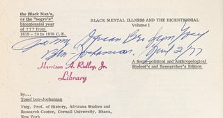 The Black Man's, or the "negro's" bicentennial year of ??? from 1619-20 to 1976 C.E.: Black Mental Illness and the Bicentennial. Volume I