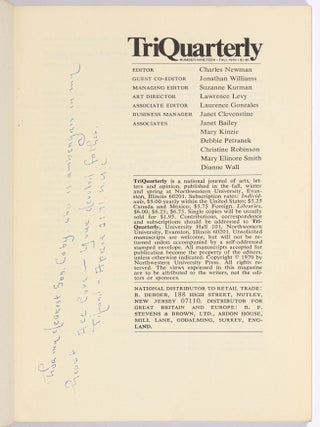 TriQuarterly: for Edward Dahlberg, Fall 1970