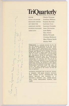 TriQuarterly: for Edward Dahlberg, Fall 1970