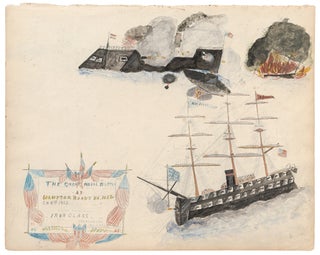 Item #457942 [Original Drawing]: The Great Naval Battle at Hampton Road's, Va. March 8th 1862....