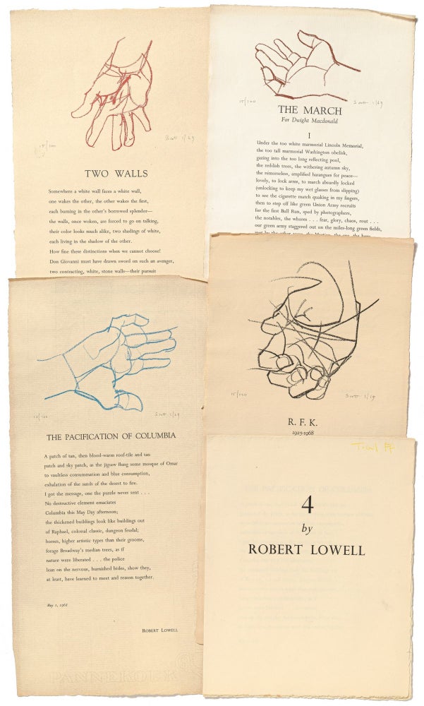 Item #458114 4 by Robert Lowell (R.F.K., The Pacification of Columbia, The March for Dwight Macdonald, Two Walls). Robert LOWELL.