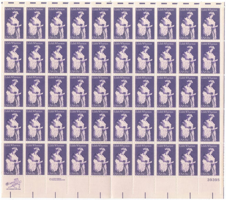 Item #458229 Sheet of 50 Edith Wharton 15c Postage Stamps. Edith WHARTON.