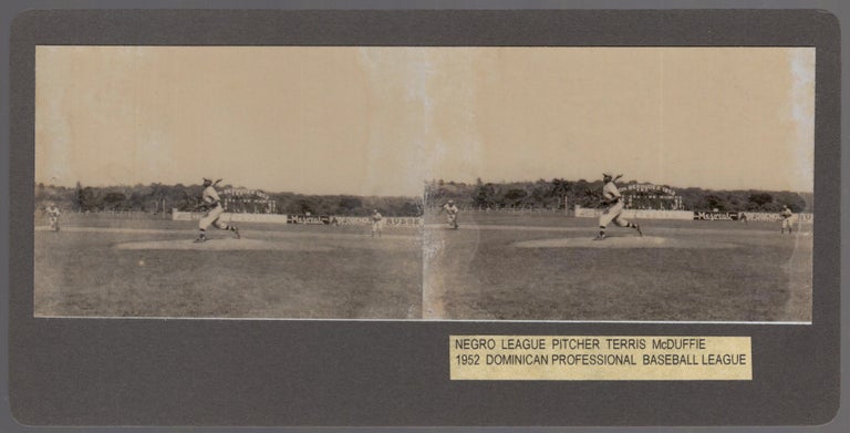 Item #458361 [Stereograph Card, Caption]: Negro League Pitcher Terris McDuffie 1952 Dominican Professional Baseball League. Terris McDUFFIE.