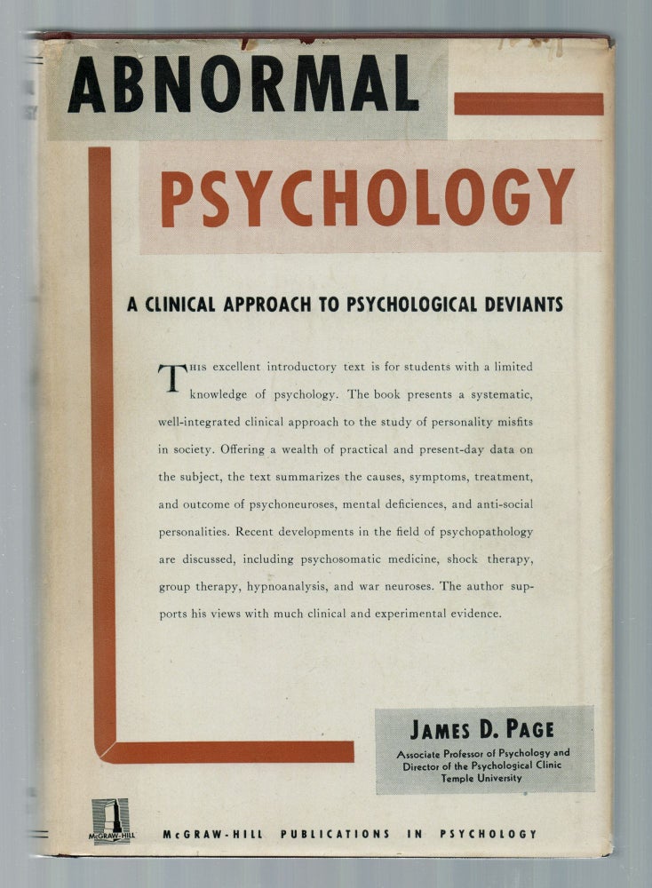 Item #459719 Abnormal Psychology: A Clinical Approach to Psychological Deviants. James D. PAGE.