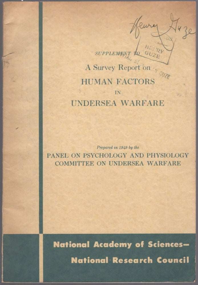 Item #460659 Supplement to a Survey Report in Human Factors in Undersea Warfare
