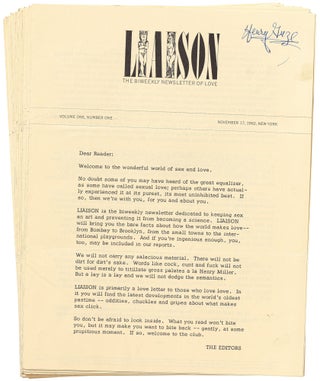 Item #460972 Liaison: The Biweekly Newsletter of Love. Issues 1-14. Langston HUGHES, Albert Ellis