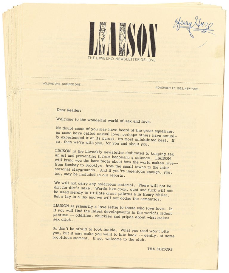 Item #460972 Liaison: The Biweekly Newsletter of Love. Issues 1-14. Langston HUGHES, Albert Ellis.