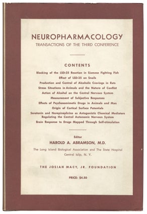 Item #461156 Neuropharmacology: Transactions of the Third Conference May 21, 22 and 23, 1956,...